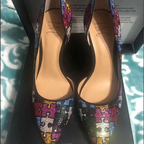 Multi Colored Sparkle Puzzle Size 5 Shoes by Inc - Picture 3 of 6